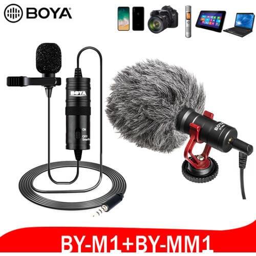 BOYA MM1 M1 Studio Mic Lavalier Mini Microphone for iPhone Canon Nikon Sony DSLR Camera PC Phone Vlog Video Gaming Living