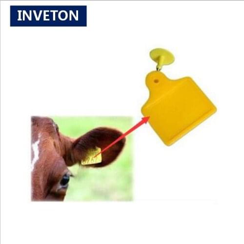 Plastic barcode cattle ear tag animal ear tag for cow / cattle tracking with number printing RFID UHF animal ear tag