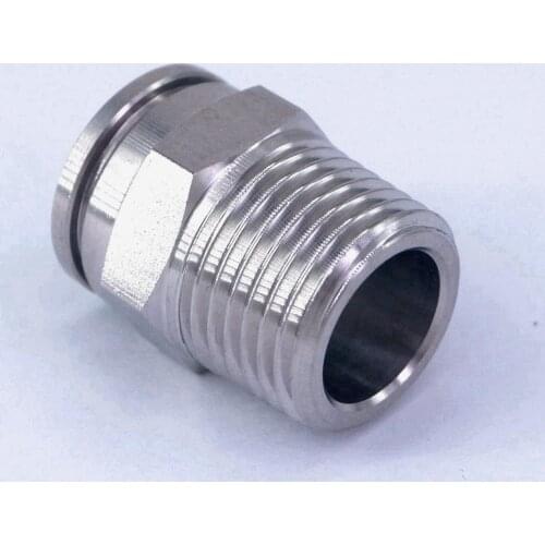 Pneumatic Straight Tube OD 16mm*1/2"BSP 304 Stainless Male Push in Fitting Quick Connector Anticorrosion Antioxidation