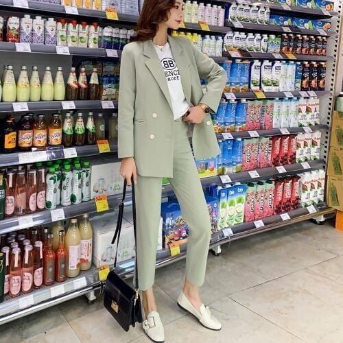 Casual suit suit female high quality autumn Korean fashion slim ladies small suit nine pants two sets blazer set womens suit