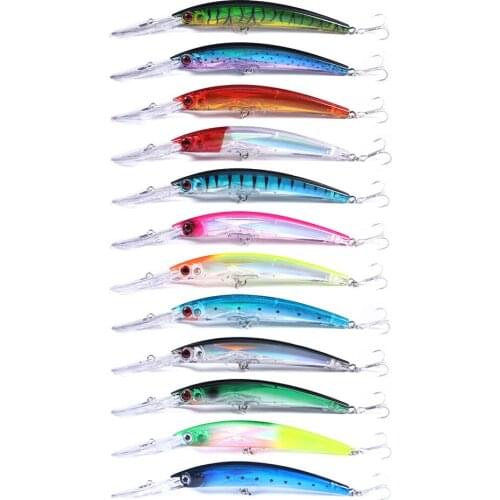 12PCS 17cm 23.5g Big Hard Bait Minnow Laser Fishing Lures Bass Fresh Water Hook Crankbait Wobblers 3D Eyes 12 Colors