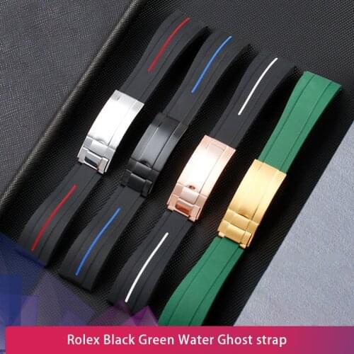 High quality rubber watch strap 20mm suitable for R-olex yacht mingshiditong Green Water Ghost outdoor sports Bracelet