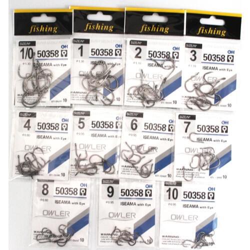 10pcs/lot ISEAMA With Eye 50358 1/0#-10# High Carbon ISE Fishing Hook Carp Catfish Anzol Peche Japan Tackle Fishing hook owner