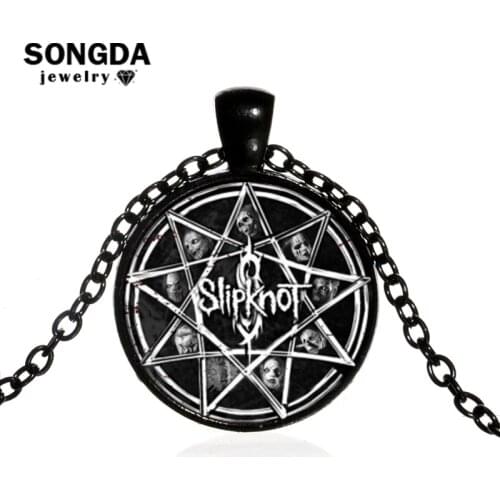 SONGDA Newest Fashion Rock Band Creative Necklace Women Men Glass Badges Glass Surface Dome Necklaces Pendants Hip Hop Jewelry
