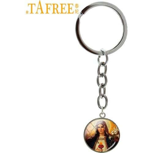 TAFREE Sacred Heart Of Jesus Keychain Fashion Religious Culture Keychain Ring Mothers Day Gift Party Car Key Ring Jewelry NS489