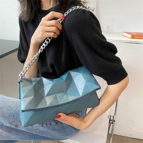 Three-dimensional Geometric Design Folding Shoulder Bag Underarm Baguette High Quality PU Leather Handbag Luxury Sac