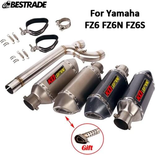 For Yamaha FZ6 FZ6N FZ6S Motorcycle Exhaust System Dual-outlet Pipe Middle Link Pipe Slip On 51mm Mufflers Removable DB Killer
