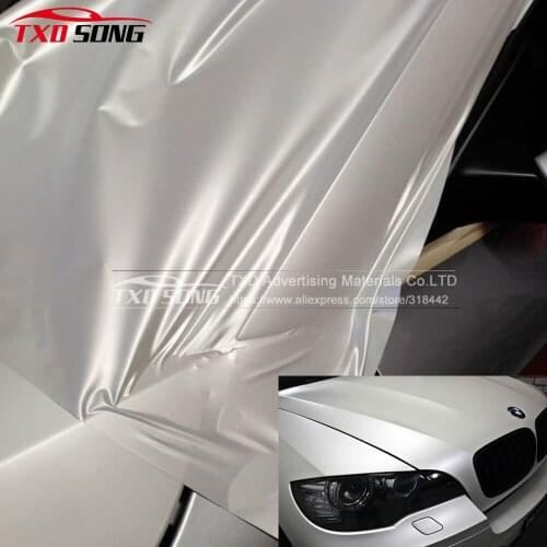 1.52*5m/10m/15m/20m Car Styling Pearl Ceramic White Vinyl For Car Wrapping Pearl Matt White Satin Film With Air Release Bubbles