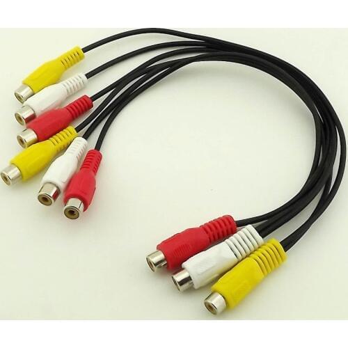 1pcs 3 RCA Female to 6 RCA Jack Splitter Composite Audio Video AV Adapter Cable 30cm