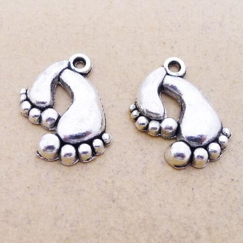 30pcs/Lot Sole Footprints Charms Pendants, For Diy Women Bracelet Earring Aesthetics Accessories Jewelry Making Gifts Wholesale