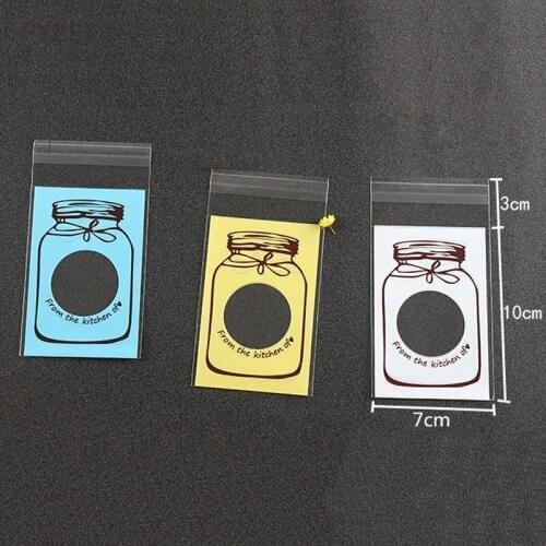 300pcs- 7*10cm+3cm Lovely bottle Gift Self-adheive Pouch Cookies Candy Bag Handmade Soap Cosmetic Sample Packaging Bags