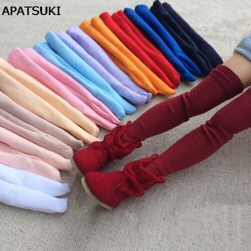 5pairs/lot Assorted Color Stocking for Blythe 1:6 Doll Socks For Barbie Thigh High Over the Knee Sock For Momoko OB Azone Doll