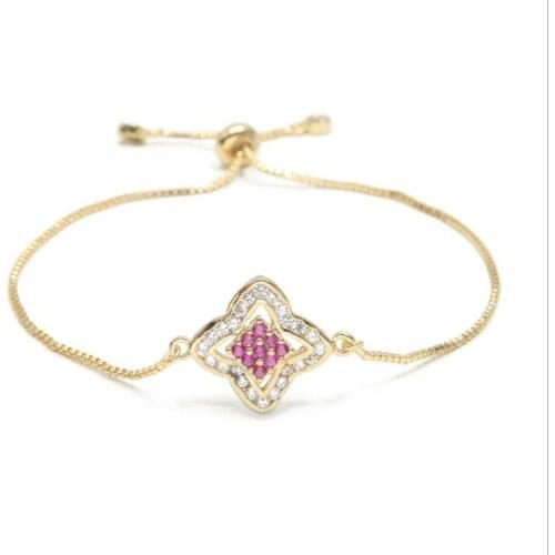 Gold silver Chain bracelet rose micro pave cz zircon rope adjusted Macrame bracelet Charm Bangles juj4 for woman jewelry gift