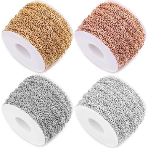 2m Stainless Steel Cable Chain for Silver Rose Gold Chains Necklace for Diy Jewelry Making Supplies Bulk Items Wholesale Lots