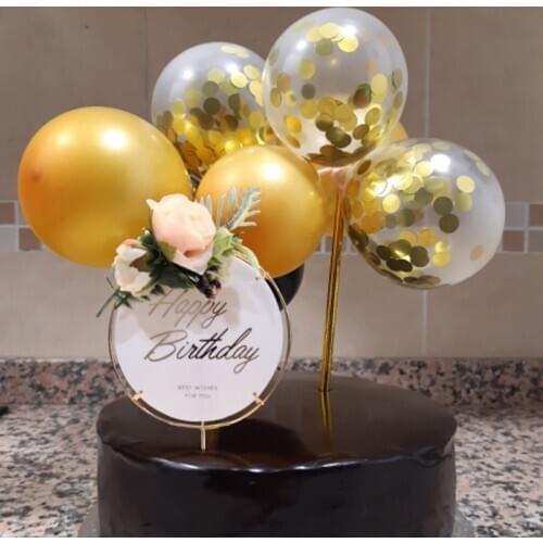 Gold Mini Balloons Happy Birthday Party Cake Topper Wedding Decoration Kids Adult Birthday Party Ballon Caketopper decorative