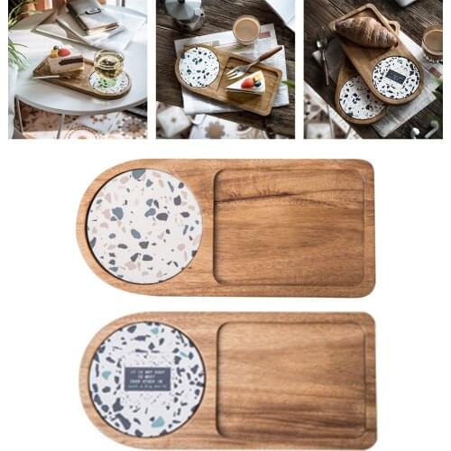 Creative Wood Dinner Plate Lightweight Easy Cleaning Solid Wood Pan for Dishes Snack Dessert Unbreakable Fruit Dishes Saucer Tea