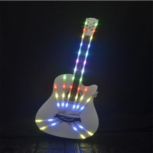 M66 Colorful led light costumes party led guitar dance costumes luminous club props stage show wear RGB light robot men costumes