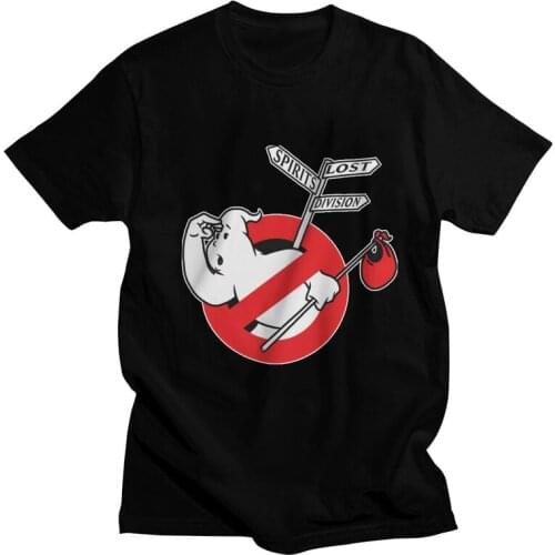 Ghostbusters Lost Spirits Division T Shirt for Men 100% Cotton Printing T-shirt Funny Tshirt Short Sleeve 80s Halloween Tees Top