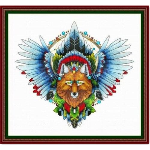 Fox in the dream catcher cross stitch package animal 18ct 14ct 11ct cloth cotton thread embroidery DIY handmade Dreampattern