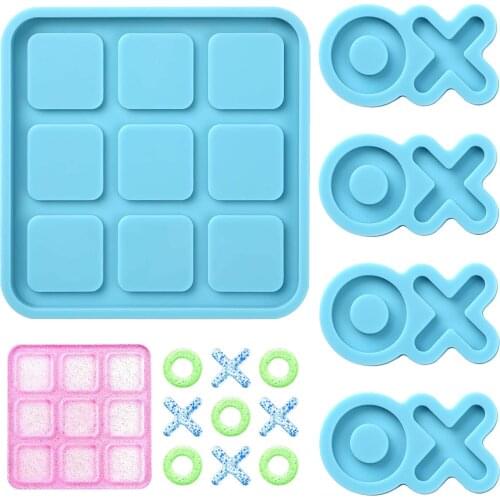 Tic Tac Toe Game Board And X O Silicone Molds Set Epoxy Resin Diy Art Craft Mold For Christmas Night Art Crafts Tools