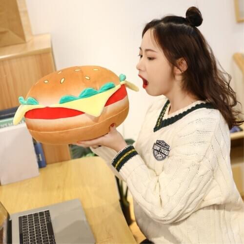 New Creative Funny Plush Toys Hamburger Shape Doll Cushion Pillow Child Gift Realistic Hamburger Stuffed PillowToys For Child
