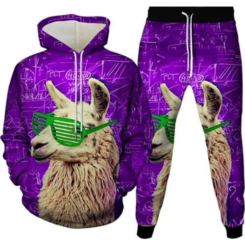 Autumn Spring Men Fashion 3D Hoodies+Jogger Pants Sets Animal Sheep Food Galaxy Funny Print Clothing Women Tracksuit Size S-6XL