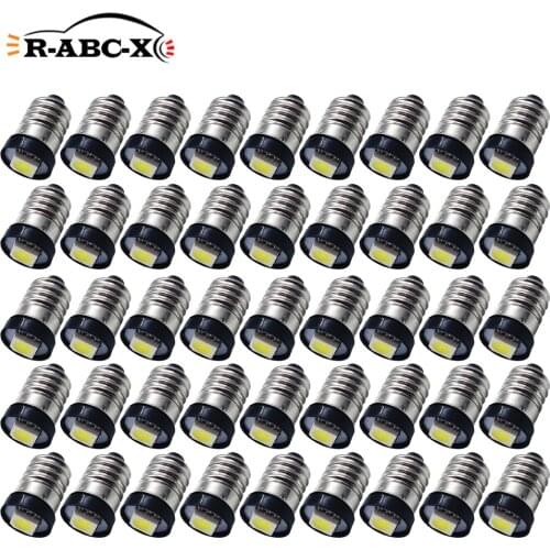 RUIANDSION Wholesale 50Pcs E10 Screw Thread LED Dashboard Indicator Lantern Torch Bulb 3V 12V 6V 5050SMD 2700K 4300K 6000K