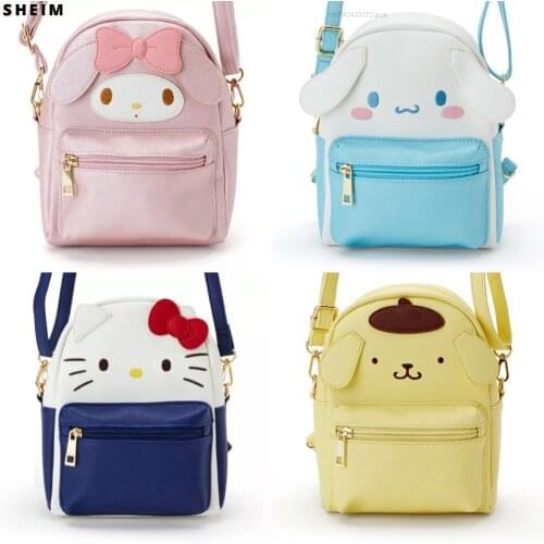 Sanrio Kawaii Y2k Bag Hello Kitty Cinnamoroll My Melody Kuromi Pom Pom Purin Backpack Crossbody Messenger Bag Small Schoolbag Za