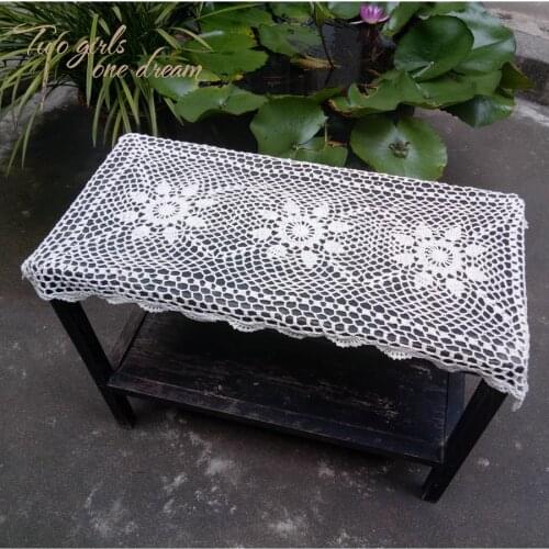 DIY Handmade Crochet European Country Vintage Lace Table Runner Cabinet Dresser Table Photo Backdrop Table Decor Placemats