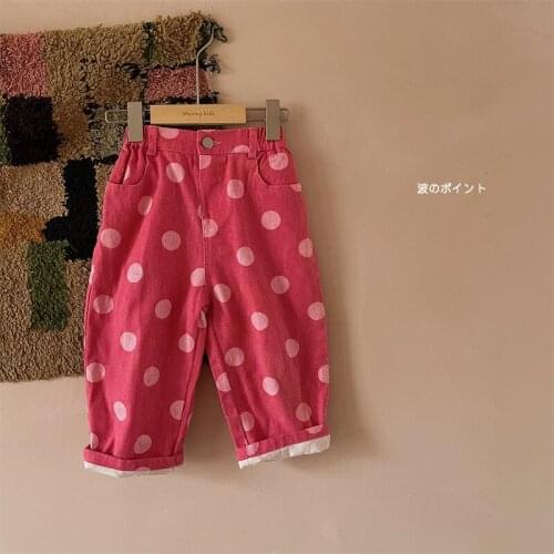 Childrens pants fall 2021 new Korean girls' big wave powder pants childrens baby casual pants hot pants