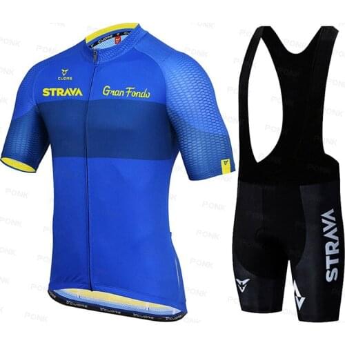 NEW STRAVA Pro Cycling Jersey Set Summer Mountain Bike Clothes Bicycle Clothing MTB Bike Cycling Bib Shorts Culotte Ciclismo