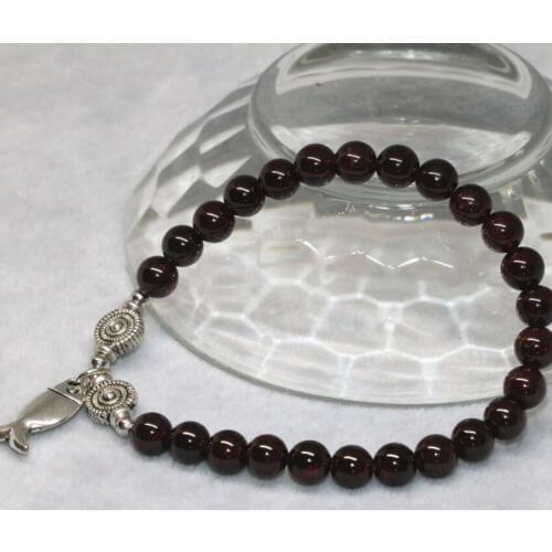 Unique design high quality natural garnet bracelets for women best mother gift 6mm round beads jewelry making 7.5inch B2098