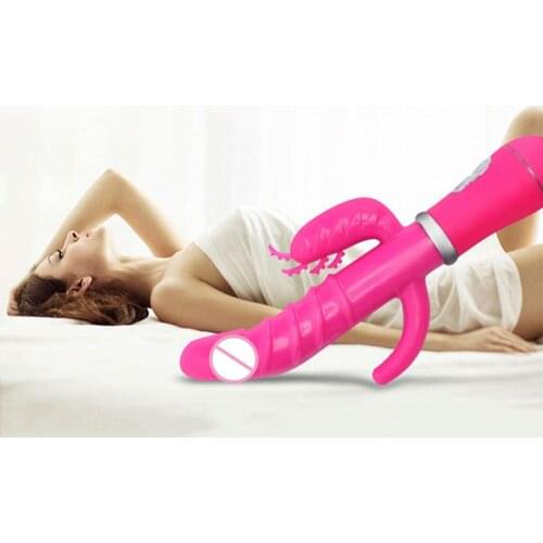 10 Speed Rabbit Vibrators Recharge Dildo Bunny double Pleasure G Spot Clitoris Stimulator Anal Plug Rotation Sex Toy for Woman