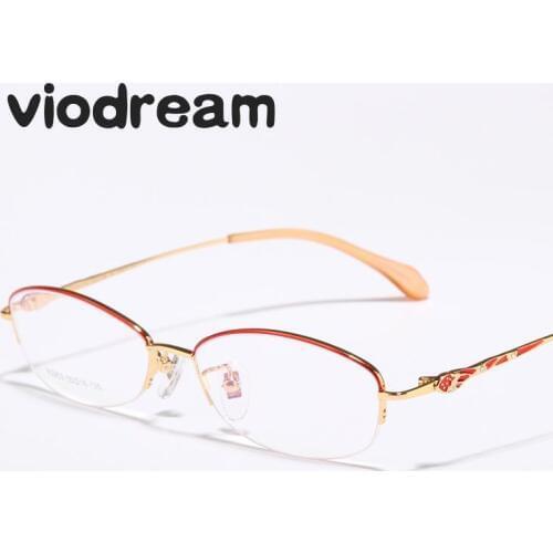 Viodream Pure Titanium Female Beauty Spectacle Myopia Frame Glasses Ultra Light Models Prescription Eyewear Computer Glasses 953