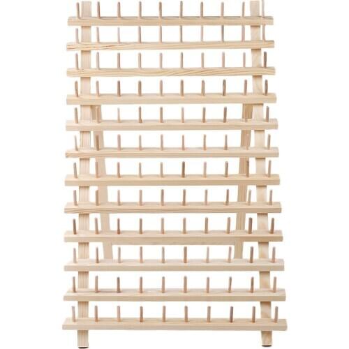 120 Axis Storage Box Sewing Thread Spool Folding Frame Yarn Holder Wooden Organizer Embroidery Wood Home Stand Knitting WithHook