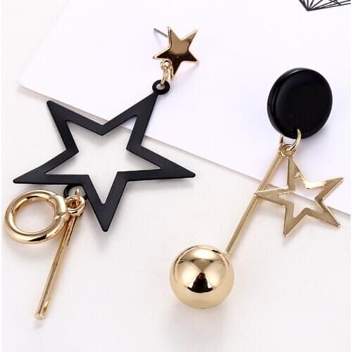 Hot Five-pointed Star Metal Tassel Drop Earrings Statement Jewelry For Women Gift Fashion Geometry Asymmetry Jewelry New2019