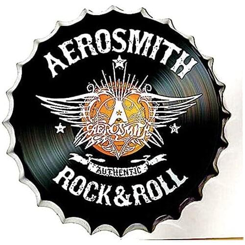 Tin Sign Bottle Cap Metal Tin Sign Rock and Roll Music Guitar Diameter Round Metal Signs for Home