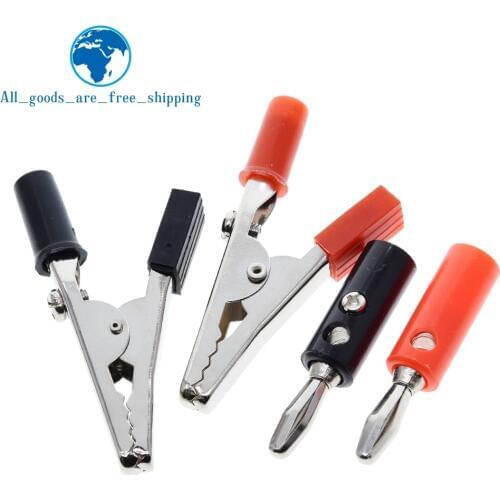 5set Insulated Crocodile Clips Plastic Handle Cable Lead Testing Metal Alligator Clips Clamps 52mm Length + 4mm Banana Plug