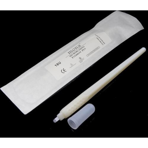 10pcs Disposable Microblading Pen Manual Eyebrow Tattoo Tebori Pen with 12CF/14CF/17CF/18U Blade Brow Tattoo Tool