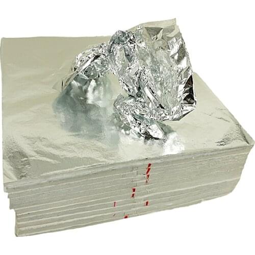 100 Sheets 16 X 16cm Imitation Silver Leaf Sheet Foil Aluminum Leaf Free Shipping