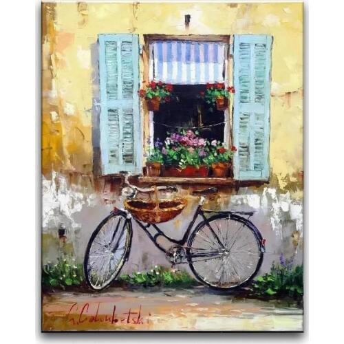 100% hand painted oil painting Home decoration high quality landscape knife painting pictures DM16062601