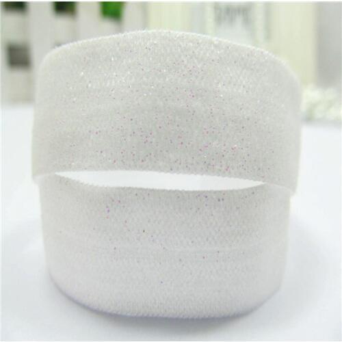 100yards/lot) 5/8 inch (15mm) White FOE Glitter Ribbon For Headband