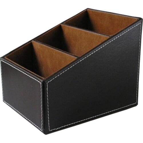 1X PU Leather Phone/TV Remote Control Storage Box Home Desk Organizer 2Color