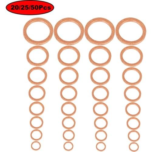20pcs Copper Flat Ring Sump Plug Oil Seal Fittings Washers Hardware Gasket