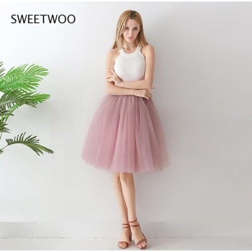 5Layers 65Cm Summer Vintage Skirts Women Elastic High Waist Tulle Mesh Petticoat Pleated Tutu Skirt Women Saias Midi Faldas Jupe