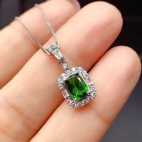 925 New Products Hot Selling Temperament Luxury Simulation Emerald Tourmaline Full Diamond Pendant Necklace For Women Jewelry