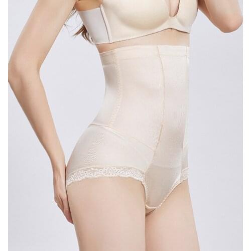 Ice silk thread high waist body-shapewear women hip lifting bondage cotton fillet hem hem postpartum tummy tuck pants women lace