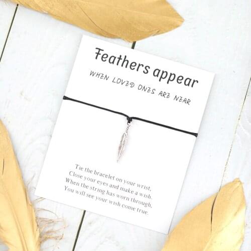 Make A Wish Feather Angel Wings Love Wish Bracelet Adjustable Friendship Charms Bracelets for Women Men Fashion Party Jewelry