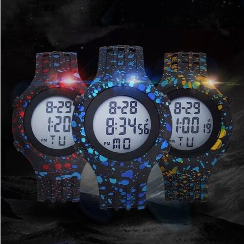 Childrens watch 10pcs Boys Waterproof Alarm Clock TPU Strap Digital Stopwatch Wristwatch Luminous Sport Watch For Kids Relogio