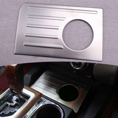 CITALL Interior Water Cup Holder Frame Cover Trim Fit For Toyota Tundra 2014 2015 2016 2017 2018 2019 Stainless Steel